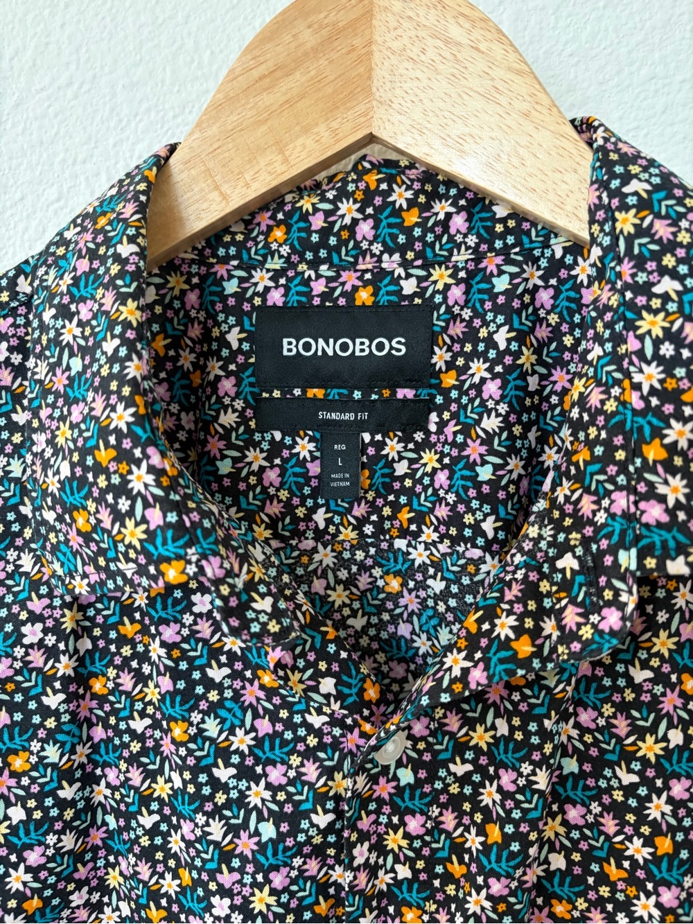 Bonobos Black Floral Print Button-Down Shirt with Multicolor Blooms